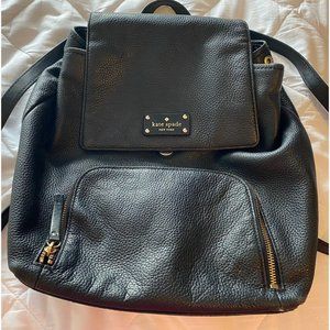 Kate Spade New York Backpack Pebbled Leather Black 10.5 X 5", LARGE